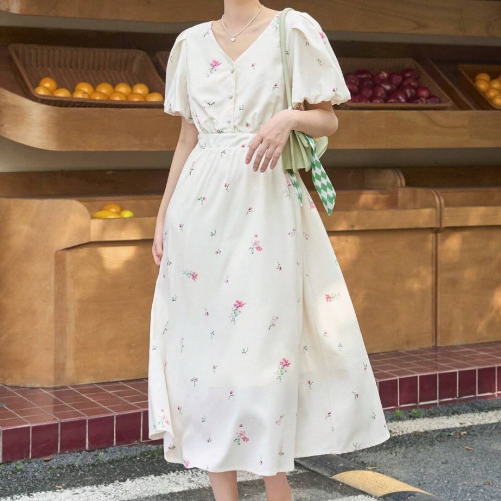 DAZY Floral Print Puff Sleeve Dress